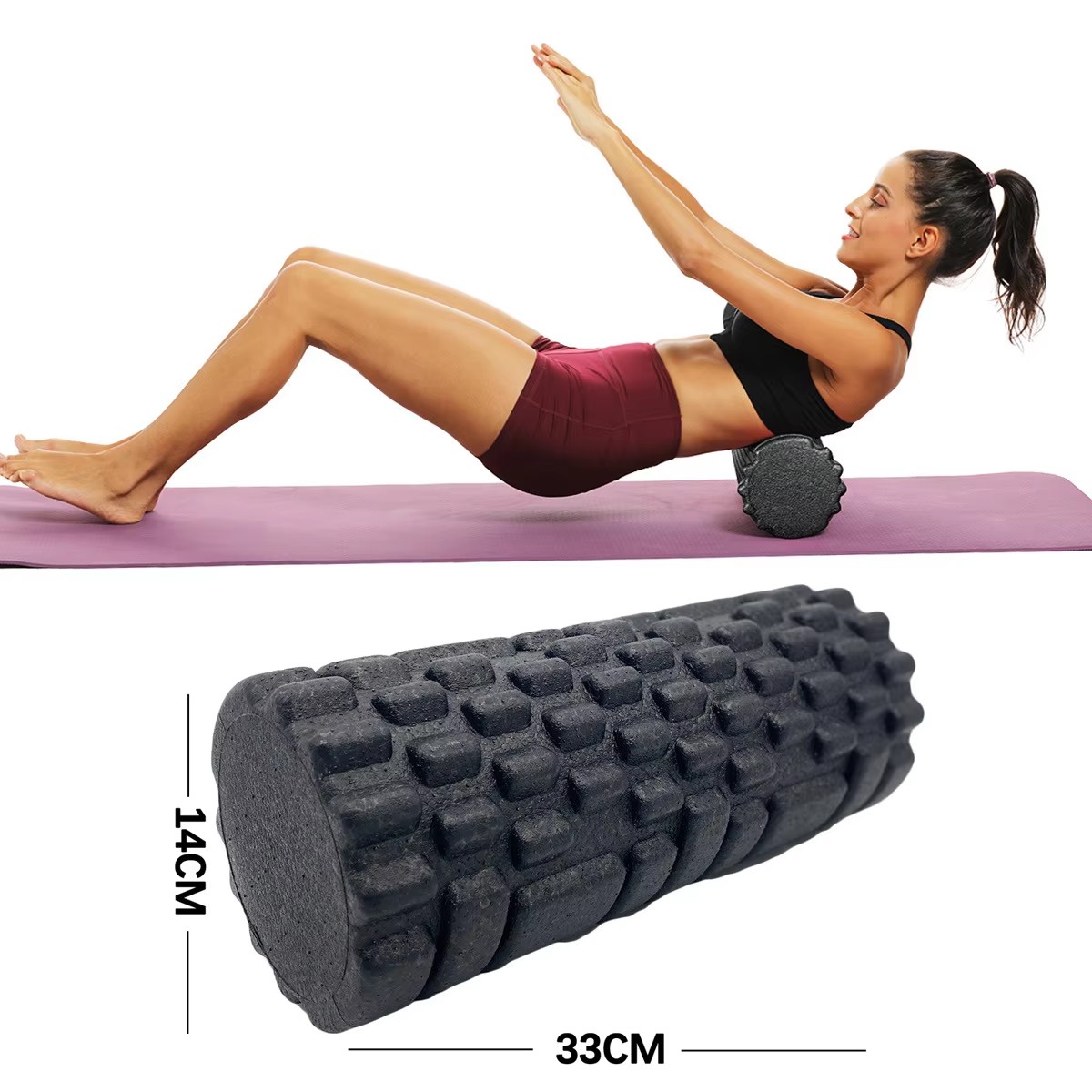 Pilates Yoga Bar - 30/33 см фитнес-ролик для йоги, массажный