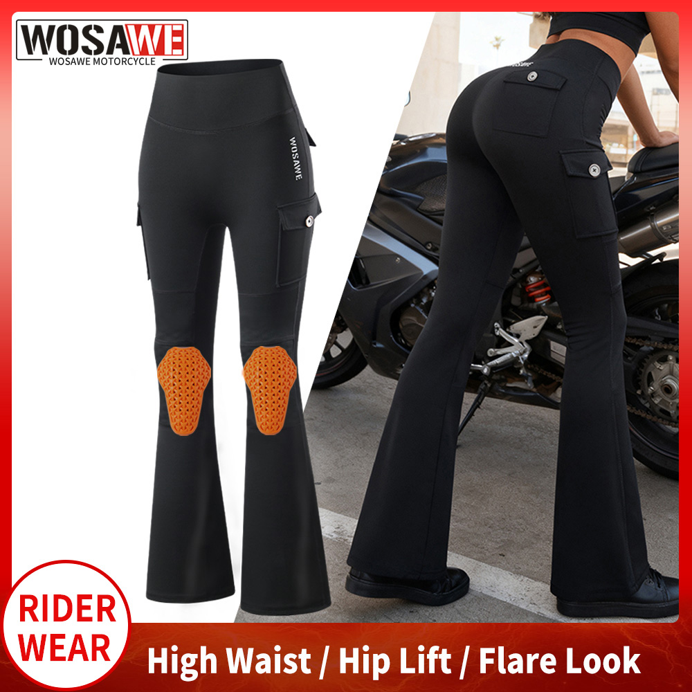 Pilates Yoga Knee Pads - Женские мотоциклетные брюки-клеш WOSAWE с отстегивающимися