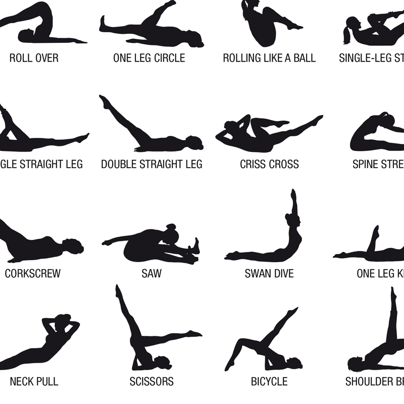 Безрамный плакат-схема для пил – обзор и цена Pilates With Yoga